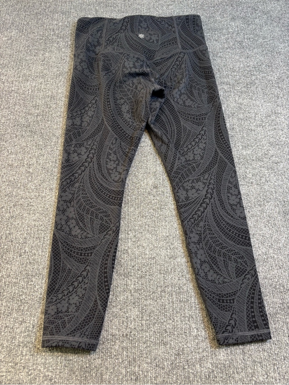 Athleta Elation Textured Tight Leggings Gray Floral Lace Jacquard Size S 7/8 - Picture 10 of 11